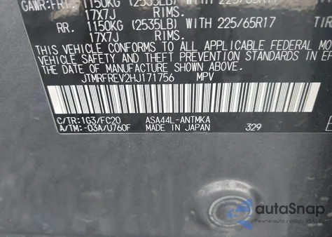 2017 Toyota Rav4 Xle из США, поврежденный, VIN JTMRFREV2HJ171756